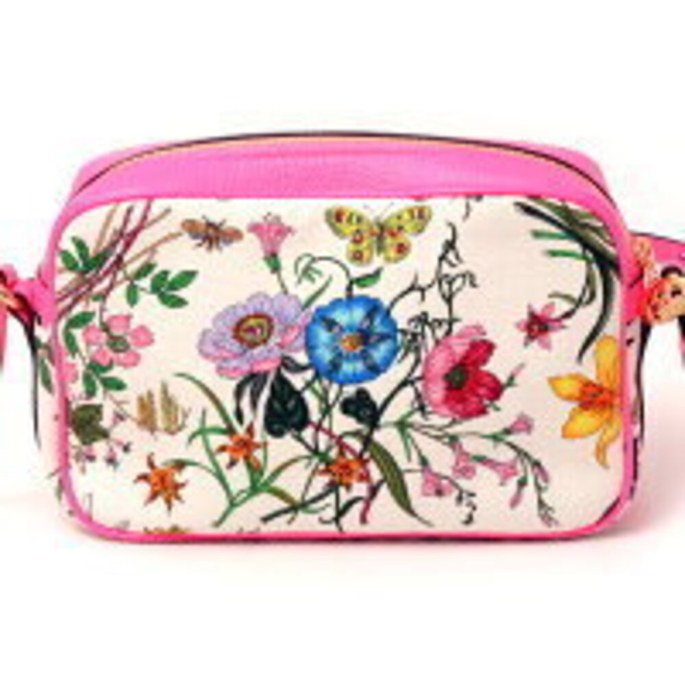 Gucci Leather Canvas Flora Bag Flower Shoulder Floral Multicolor